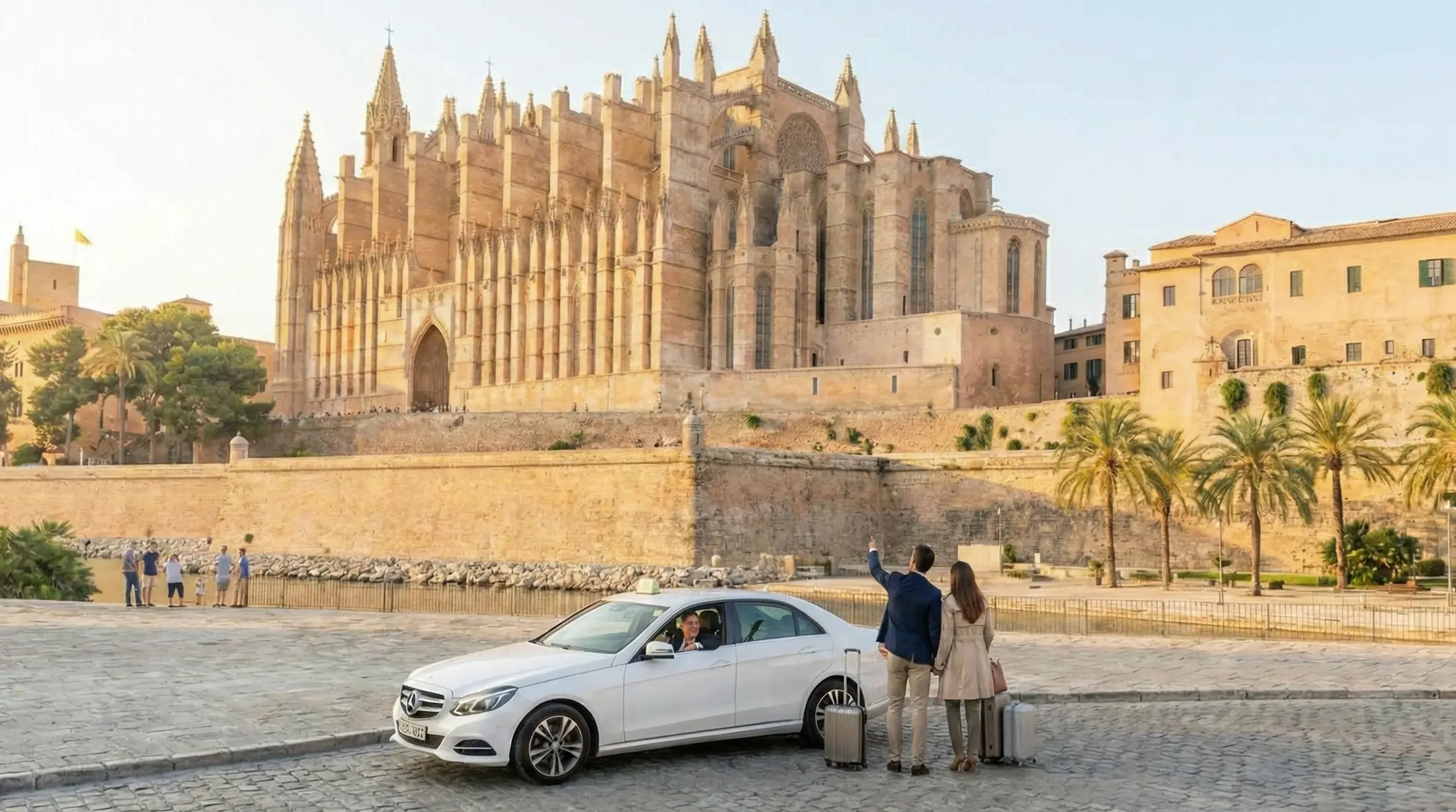 Taxi davant la catedral de Mallorca